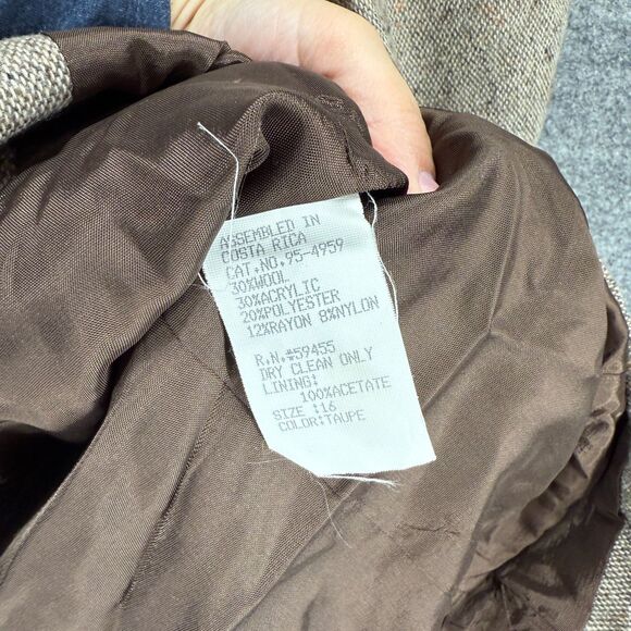 Together Blazer Women 16 Gray Button Up Collared Long Sleeve Wool Lined Pockets - Picture 4 of 7